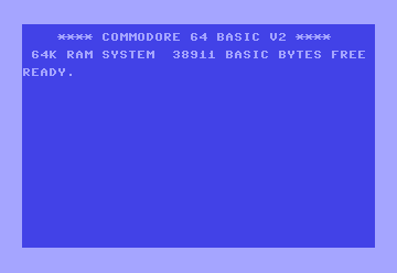 Écran de démarrage du Commodore 64 (source Wikipedia)